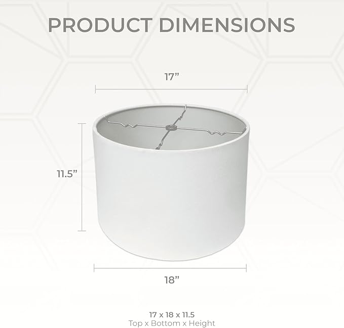 Royal Designs, Inc. HB-610-18LNWH Shallow Drum Hardback Lamp Shade, 17 x 18 x 11.5, Linen White