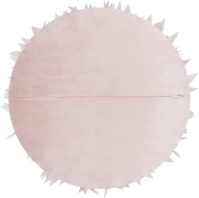 Handmade 3D Pink Flower Round Velvet Throw Pillows Aesthetic Decorative Daisy Accent Pillowcase Cute Soft Cushion for Bed Couch Sofa Car Living Room Bedroom Home Decor Gift 14 Inch Rose Gold