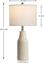 24.5″ Ceramic Table Lamps Set of 2, Modern Farmhouse Bedside Lamps for Bedroom Nightstand, Small Table Lamp for Living Room End Table, Beige (2 LED Bulbs Included)