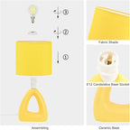 Lampwell LILA Small Table Lamp for Living Room as Bedside Table Lamp for Bedroom,Modern Ceramic Table Lamp,Kids Table Lamp,Night Table Lamp,6.7×3.94×H11.8IN,Bulb Excluded,Yellow Table Lamp