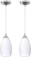2 Pack 1 Light Indoor Mini Hanging Kitchen Island Pendant Lamps 4.75" Handcrafted Frosted Glass Chandelier Shade Brushed Nickel Finish Bar Dining Room Over Sink