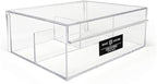 Isaac Jacobs 3-Compartment Clear Acrylic Organizer with Lid (6.7" L x 8.6" W x 3.4" H), Multi-Sectional Tray, Storage Solution for Makeup, School & Office Supplies (1 Large, 2 Medium)