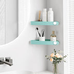 Sotfamily Shower Caddy Corner, 2 Pack Adhesive Corner Shower Shelves for Bathroom Organizers and Storage, Rust Free Plastic Rack for Bathroom Accessories & Decor, Turquoise