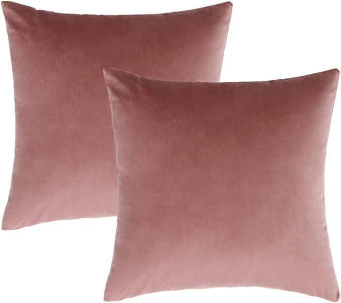 Jam Velvet Throw Pillow Covers 20x20 inch Decorative Square Soft Solid Cushion Cases Home Decor for Couch Bedroom Sofa Office Set of 2