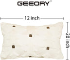 GEEORY Christmas Pillow Covers 12x20 Inch Set of 2, Christmas Decorations Xmas Tree Soft Plush Fluffy Faux Fur Decorative Throw Pillows Farmhouse Winter Cushion Case Beige Brown GC034-12