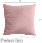 lalaLOOM Velvet Throw Pillow Covers, Set of 2, 24x24 Decorative Square Pillows Home Decor, Soft Accent Cases, Silky Machine Washable Pillowcases for Sofa, Couch, Bedroom, Living Room, Dusty Rose