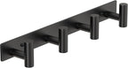 PMMASTO Coat Rack Wall Mounted, 4 "T Shaped Wall Hooks for Hanging, Heavy Duty Stainless Steel Coat Hook Rail for Hat Towel Robes in Bathroom Kitchen Mudroom Entryway (Black, 1 PC)