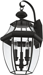 Livex Lighting 2351-07 Monterey 3 Light Outdoor Bronze Finish Solid Brass Wall Lantern with Clear Beveled Glass