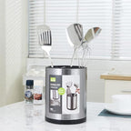 RedCall Stainless Steel Cooking Utensil Holder,360° Rotating Kitchen Utensil Holder,Extra Large Spatula Spoon Holder Counter,Weighted Base Utensil Caddy Storage Organizer for Countertop