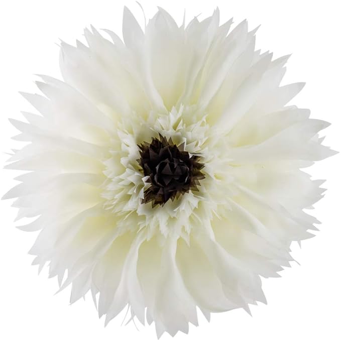 White Flower Pillow Cute Round Decorative Throw Pillows Handmade 3D Daisy Accent Pillowcase with Inserts Soft Velvet Cushion for Bed Couch Chair Car Bedroom Living Room Home Decor 14 Inch
