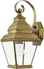 Livex Lighting 2590-91 Transitional One Light Outdoor Wall Lantern from Exeter Collection in Pwt, Nckl, B/S, Slvr. Finish, Brushed Nickel