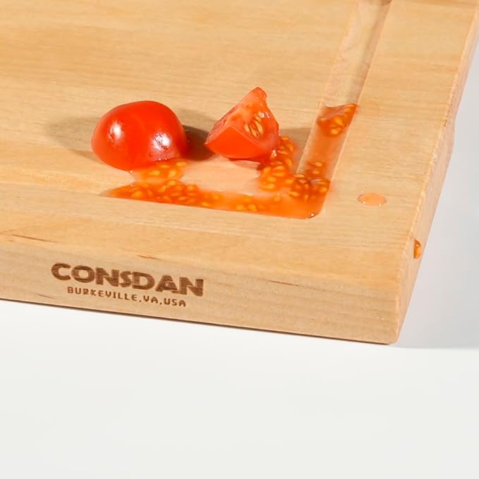CONSDAN Wood Cutting Board for Kitchen, 16 x 12, Soild Birch Wood, Edge Grain, Chopping Board, Butcher Block with Juice Groove, Prefinished with Food-Safe Oil, 3/4" thick