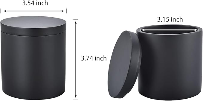 Cotton Swab Holder with Lid, Round Qtip Holder Bathroom Black Marble, Resin Cotton Ball Canister Jar Cosmetics Makeup Countertop Organizer Containers Canister Apothecary Jar, Marblized