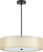 VONLUCE 3-Light Drum Chandeliers, 20" Pendant Light Fixture with 2-Layer Fabric Shade E26 Bases, Adjustable Swivel Joint Hanging Light Fixture for Bedroom Living Room Kitchen Hallway, Matte Black