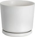 Ekirlin 5 inch Plant Pots,Ceramic Flower Planters Indoor,Modern Succulents Containers with Drain Hole Saucer,Decorate Home,Office & Outdoor (White)