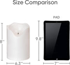 Homemory 6.3" x 8" Extra Large Outdoor Waterproof Candle with Auto 6-Hour Timer, Big Flameless Candle, Extra Wide and Tall Pillar Candle Battery Operated, White Plastic Made, Long Last for Months
