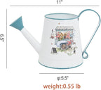 Cute Small Watering Can Indoor Plants Garden Metal Decorative Watering Cans for Outdoor Plants Bonsai Outdoor Garden Flower Decorative (White Blue, 1.5L, 50.7 Oz)