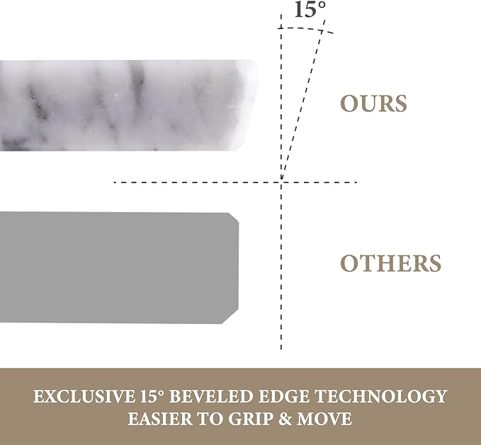 Koville Italian Carrara Marble Cutting Board for Kitchen, 16x12inch Large Hand Crafted Marble Slab for Cheese, Charcuterie, Pastry Board - Wedding Gift, House Warming Gift