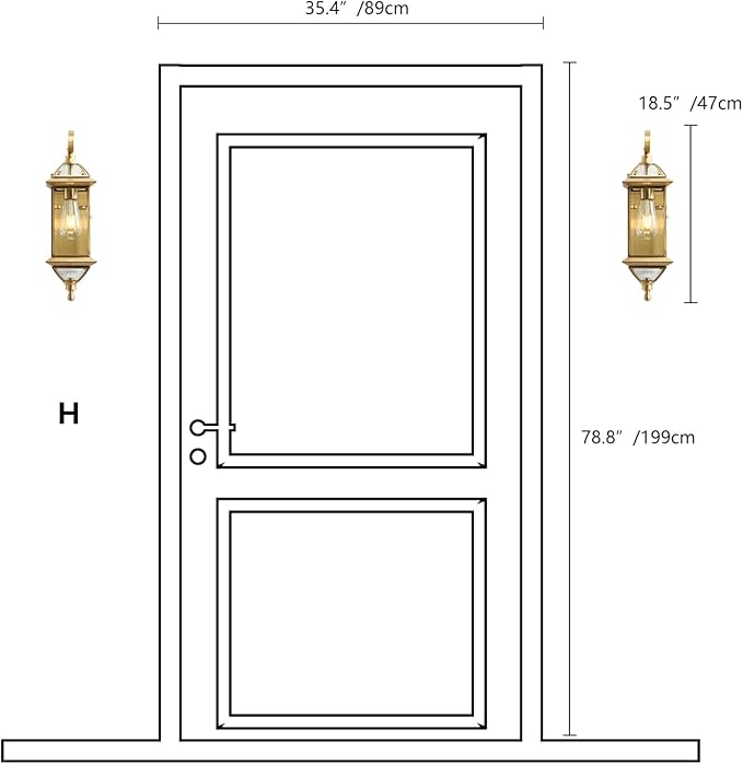 Milaii Outdoor Wall Light with Clear Glass Waterproof Exterior Light Fixtures Oil Rubbed Brass 18.5 inch Copper Wall Mount Lights for for Patio Garage Front Porch (Bulb not Included)