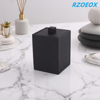Q-tip Holder Square Cotton Swab Holder with Lid Resin Cotton Ball Canister Jar Cosmetics Makeup Countertop Organizer Containers Canister Apothecary Jar, Matte Black