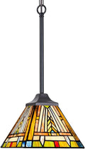 Tiffany Pendant Light Fixtures Hanging Lamp 1 Light Mission Style Vintage Farmhouse Mini Stained Glass Pendant Lighting for Kitchen Island Dining Room Hallway