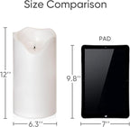 Homemory 6.3" x 12" Extra Large Outdoor Waterproof Candle with Auto 6-Hour Timer, White Plastic Made, Long Last for Months