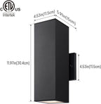 mirrea Modern Outdoor Porch Light Patio Light in 2 Lights with Aluminum Rectangular Tube and Tempered Glass Cover Waterproof Wall Sconce 6 Pack (Matte Black)