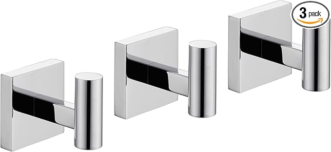 KOKOSIRI Robe Hook Bathroom Towel Coat Hooks for Bath Kitchen Wall 3 Pack Chrome Stainless Steel B1013CH-P3