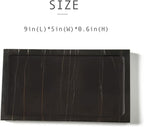 Natural Real Marble Bathroom Vanity Tray Countertop 9'' Makeup Organizer for Dresser, Guest Towel Holder Tray Napkin Holder for Bathroom (Black)
