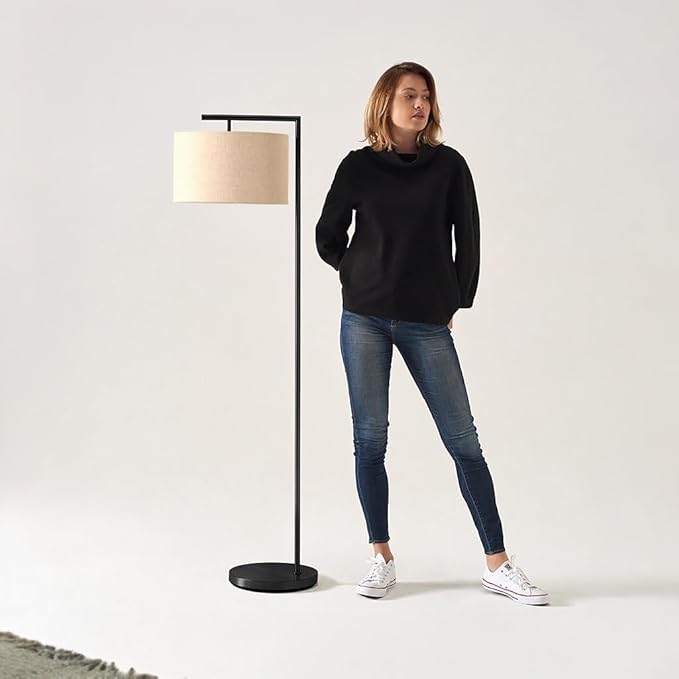 Brightech Montage Modern Floor lamp, LED Floor Lamp for Living Rooms & Offices - Tall Standing Lamp for Bedroom Reading - Corner Pole Lamp for Contemporary Home Decor - Black