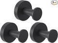 Epock Towel Hooks for Bathrooms Screw-in Stainless Steel Robe Coat Clothes Hook Bathroom & Kitchen Round Style Wall Hooks Rustproof 3 Packs -Matt Black