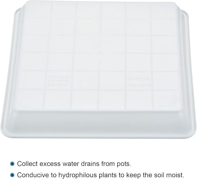 MECCANIXITY Plant Pot Saucer 7 Inch Plastic Square Flower Drip Tray for Indoor Outdoor, White Pack of 10