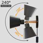 ClanKin Plug in Wall Sconces Lighting Fixture, Black Nordic Wooden Bedside Wall lamp for Industrial Bedroom, Bathroom Sink Lighting for Bathroom Hallway Living Room(1Pack-Black with Plug in Swtich)