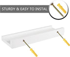 12 Inch Floating Shelves Wall Mounted, Solid Wood Wall Shelves for Decor and Storage, Picture Ledge Shelf for Bedroom/Bathroom/Living Room/Kitchen/Laundry Room, White Color, 12*4*1.5, 2 Pack