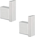 RANDOM Brushed Nickel Towel Hook for Bathroom Square Modern Wall Mounted Robe Hook Coat Hooks Wall Hook Contemporary Bath Towel Hooks SUS304 Stainless Steel (2 Pack).96009-8BS