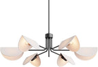 SEOL-Light 6-Light Fold White Linen Blossom Shades Chandelier with Black Metal Stems,E12,240W,35" Dia Large;