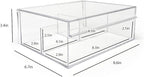 Isaac Jacobs 3-Compartment Clear Acrylic Organizer with Lid (6.7" L x 8.6" W x 3.4" H), Multi-Sectional Tray, Storage Solution for Makeup, School & Office Supplies (1 Large, 2 Medium)