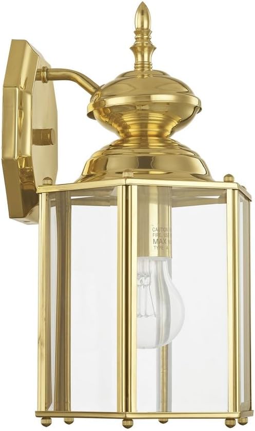 Livex Lighting 2007-01 Outdoor Wall Lantern with Clear Beveled Glass Shades, Antique Brass