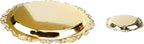 Quluxe Vintage Round Metal Food Serving Tray, 2 Pcs Reusable Decorative Appetizer Platter for Kitchen, Party, Centerpiece Display- Gold (4 Inch+10 Inch)