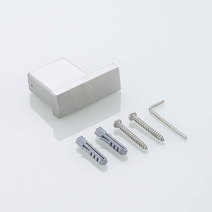 RANDOM Brushed Nickel Towel Hook for Bathroom Square Modern Wall Mounted Robe Hook Coat Hooks Wall Hook Contemporary Bath Towel Hooks SUS304 Stainless Steel (2 Pack).96009-8BS