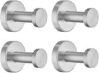 APLusee Brushed Nickel Hand Towel Hook, 4 Pack 304 Stainless Steel Storage Coat Hook, Bathroom Accessories Wall Mounted