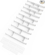 SpaceAid Bamboo Drawer Dividers with Inserts and Labels, Kitchen Adjustable Drawer Organizers, Expandable Organization for Home, Office, Dressers, 10 Dividers with 24 Inserts (17"-22" White)