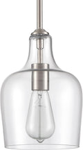Modern Farmhouse Pendant Lighting for Kitchen Island Glass Pendant Light Brushed Nickel, 1-Light