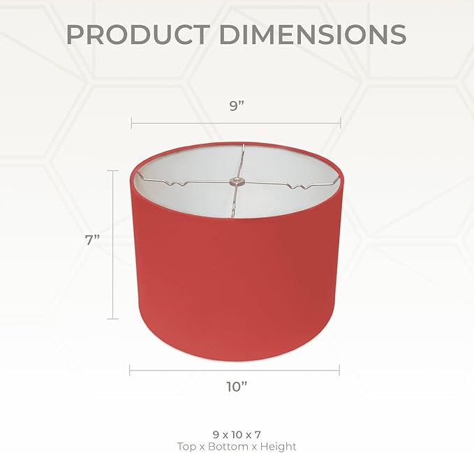 Royal Designs, Inc. HB-610-10RED-2 Shallow Drum Hardback Lamp Shade, 9 x 10 x 7, Red, 2-Pack