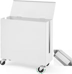 Extra Large Cable Management Box with Caster Wheels Adjustable Cord Hider Box for Power Strip Metal Router Hider Organizer Surge Protector Storage Organizer for Office, Home(White)