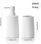 Bathroom Accessories 2 Piece Soap Dispenser and Toothbrush Holder Set Striped White
