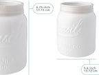 Comfify Wide Mouth Mason Jar Utensil Holder Decorative Kitchenware Organizer Crock - Perfect Cookware Gift - White, Large Size 5.4x6.75