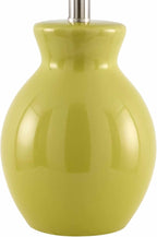 BoutiqueRugs Liliac Boho Ceramic Bedside Table Lamp for Bedroom Nightstand - End Side Lighting for Living Room - Shade Cotton - Mustard, White - 15" H