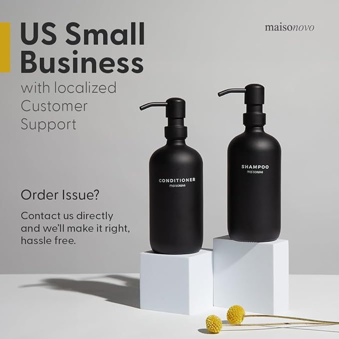 MaisoNovo Soap Dispenser 3-Piece Set | 16.9oz Clear Bottles with Silver Stainless Steel Pumps