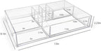 Isaac Jacobs 8-Compartment Clear Acrylic Drawer Organizer (13" L x 8.1" W x 2.3" H), Multi-Sectional Tray & Storage Solution for Makeup, School & Office Supplies, Bathroom, Kitchen